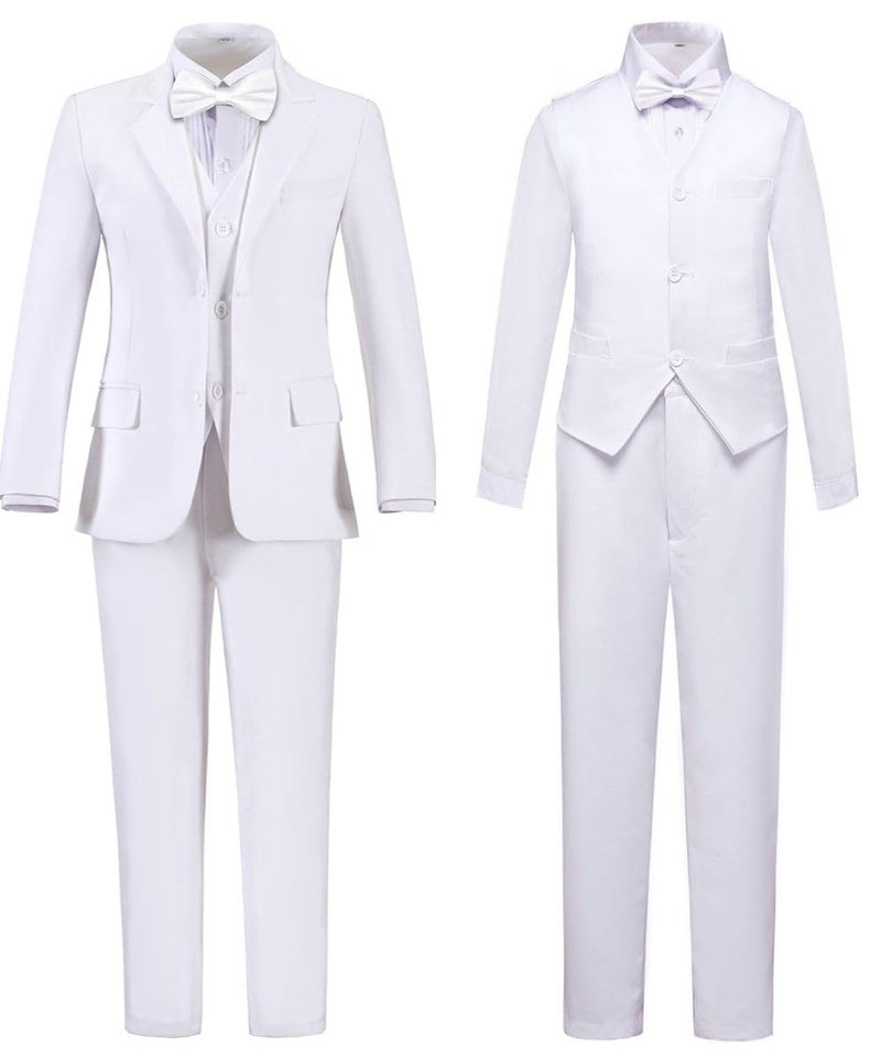 Addneo Suit for Boys White,Toddler Boy Communion Dresses Suits 5 Piece Baptism Outfit Size 14 - Image 2